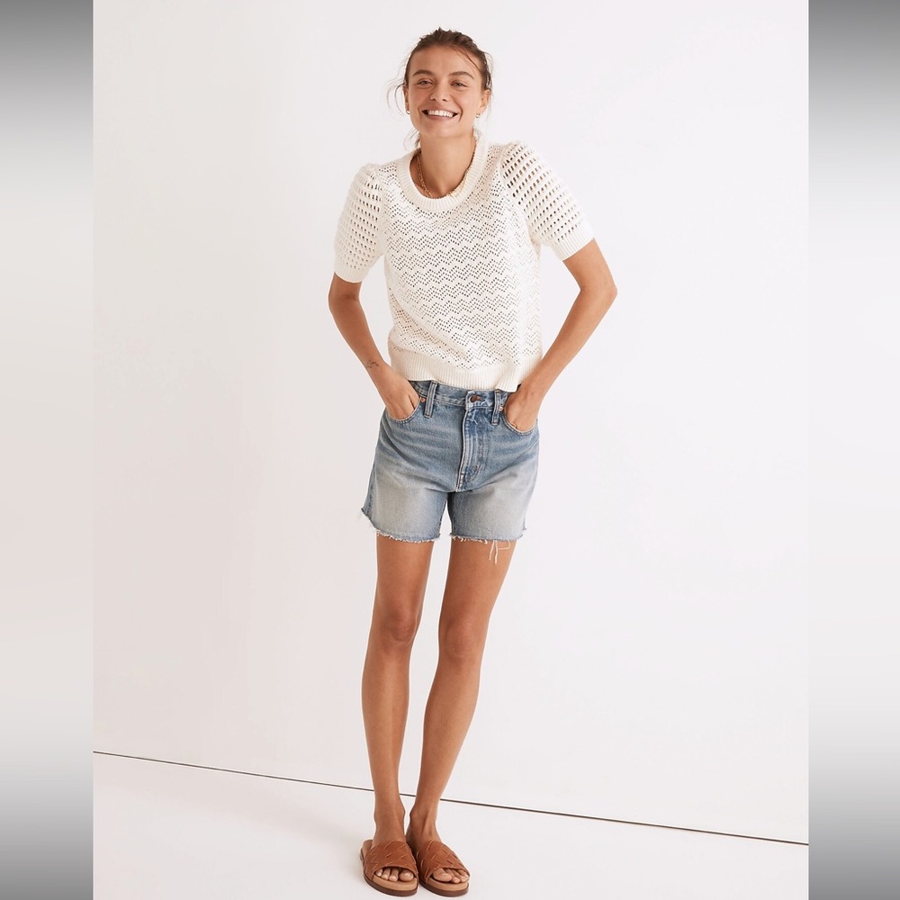 Madewell Relaxed Mid-Length Denim Jean Shorts Kelton Wash Blue 29